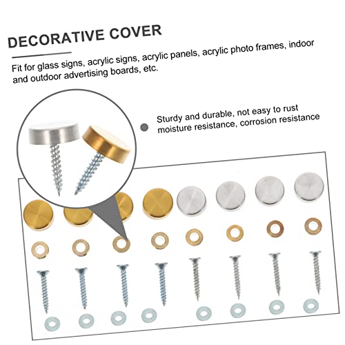 GLEAVI 16 sets tornillos decorativos de espejo de acero inoxidable grueso con tapa plana para espejos, armarios, mesas de té y muebles de vidrio miniatura 5