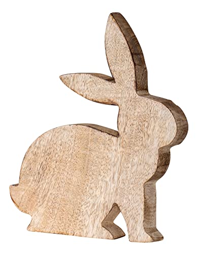 levandeo Hase H15cm Mangoholz Holz Osterhase Osterdeko Dekoaufsteller Deko Figur Frühling Ostern Tischdeko Aufsteller