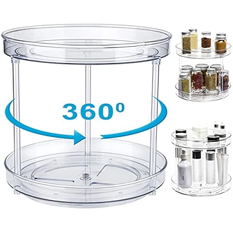 Drehteller Organizer für Küchenschrank, Gewürzregal stehend für Gewürze, Obst, Snacks, Gewürzständer für Schrank, Speisekammer, Badezimmer Cover