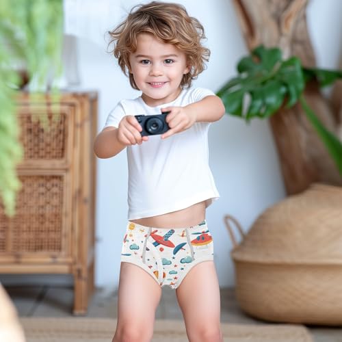 visesunny Boys Potty Training Underwear Airplane Balloon Pattern Breathe Cotton Briefs Size 2T-8Y for Toddler3