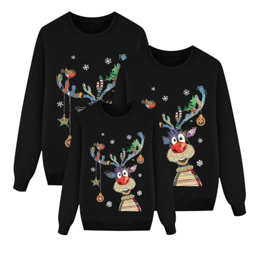 Nuqqichongtian Weihnachtspullover Familie Set Damen Herren Unisex...