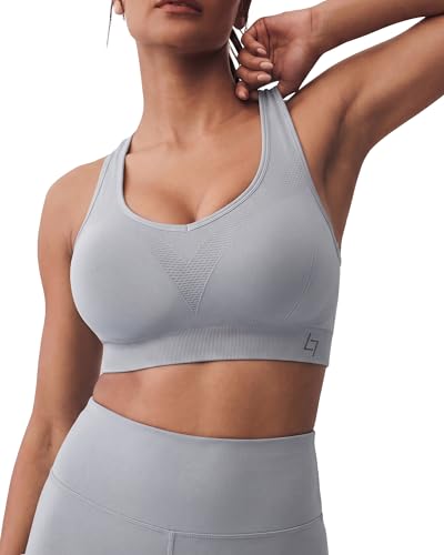 Image of FITTIN Supportive Sports Bras for Women: Padded Racerback for Yoga Workout | Full Coverage No Bounce Zero-Pressure Comfort Wide Strap Seamless for Pilates Gym - for C-DDD Cups Plus Size Large Bust Women