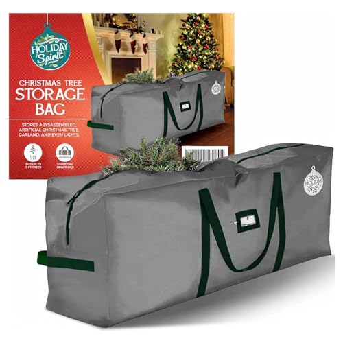 HOLIDAY SPIRIT Christmas Tree Bag - Heavy-Duty and Waterproof 9ft Christmas Tree Storage Bag - 600D Oxford Material Protects from Dust and Moisture with Reinforced Handles and Dual Zipper (Charcoal)