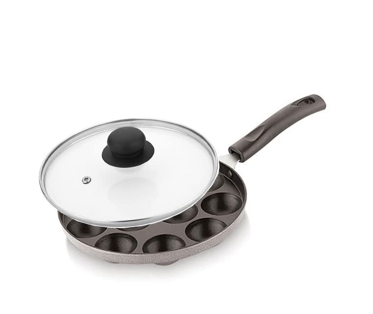 Sahishnu Appam Maker – 12 Mulden Antihaft-Beschichtung Mit Deckel, Spatel & Schrubber