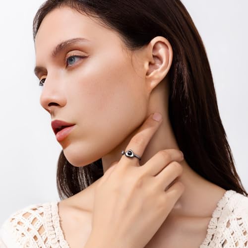 EMIRISTIC Personalized Photo Ring for Women - Custom Picture Birthstone Rose Flower Silver Ring for Valentine's Day, Birthday, Mother's Day Any Special3