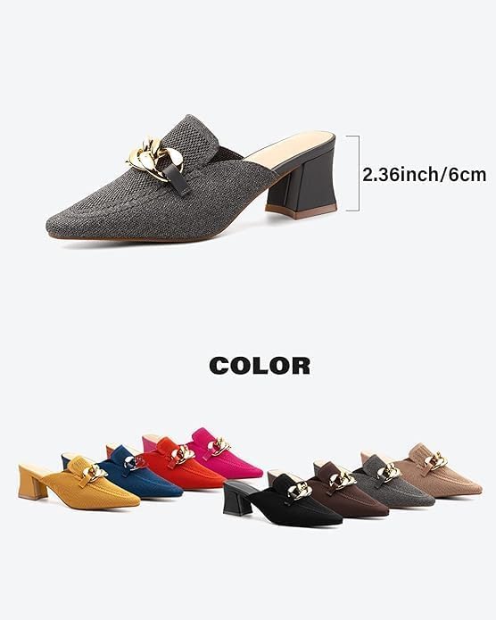 NEWBELLA Women's Pointed Toe Heeled Mules - Image 6