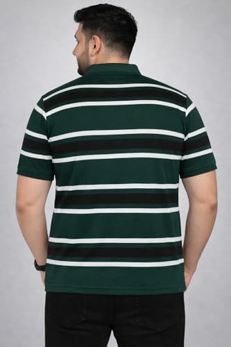 Image of INKKR Plus Size - Men Striped Polo Neck Tshirt