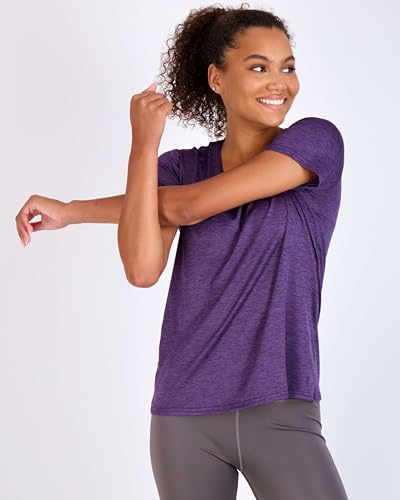 Image of Real Essentials 5 Pack: Women's Dry Fit Tech Stretch Short-Sleeve Crew Neck Athletic T-Shirt Available in Plus Size Set Medium