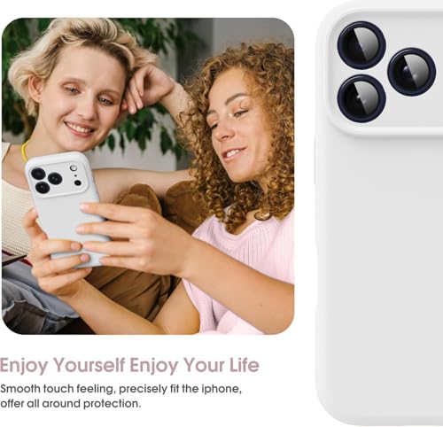 Image of DIZORO Compatible for iPhone 17 Pro Max Case,Classic Liquid Silicone Mobile Phone Case,Integrated Camera Control Button,Anti-Scratch Soft Microfiber Lining, White