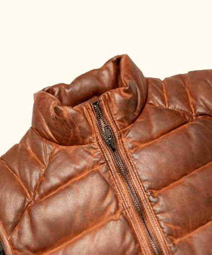 DarkRabbit Men's Leather Jacket Sleeveless Jacket Coat Zipper Slim Stand Collar Waistcoats with Pocket4