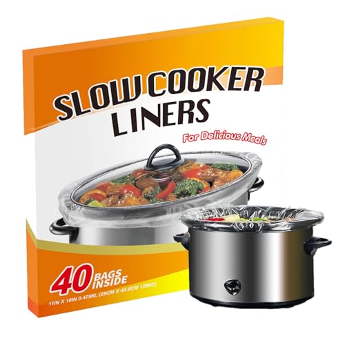 FASOZUKA Slow Cooker Liners 40×Cooking Bags Small Size Disposable Pot Liners, Fit 1QT to 3QT for Slow Cooker Cooking Trays Suitable for Oval & Round Pots 11