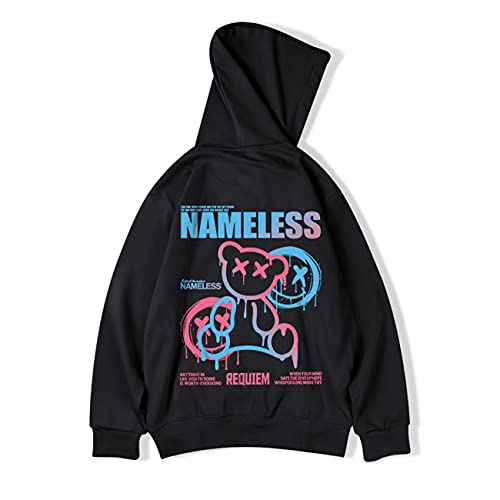 Men's Oversized Fashion Hip-Hop Pullover Couple Hoodies smile bear Graphic Hoodies for Teens Men Women Youth