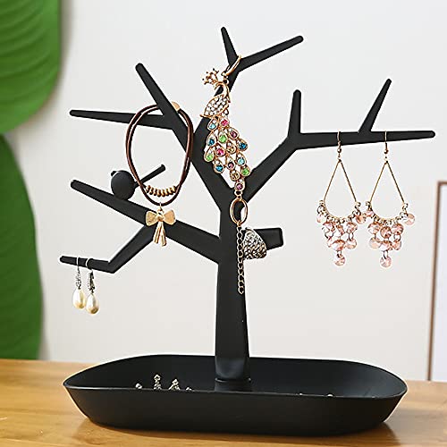Xiou Jewelry Tree Ring Holder, Jewelry Display Rack, Bird Tree Storage Racks, Necklace Organizer Stand, Earring Dish, Shelf Holder For Necklace Ring (Black) #TOP1