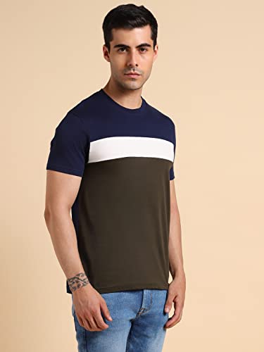 Image of Dennis Lingo Men's Cotton Slim Fit Solid T-Shirt (Round Neck)