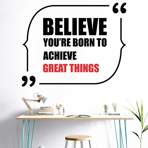 Image of StickMe 'Believe You are Born to Achieve Great Things Office Inspirational Motivational Quotes Wall Sticker' (Multi Colour, Vinyl,Self-Adhesive)