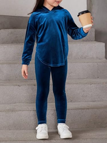 Image of Floerns Girl's Velvet Long Sleeve Hoodie Sweatshirt Leggings Set 2 Piece Outfit