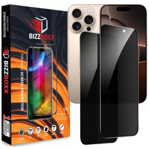 Image of Compatible With Apple iPhone 16 Pro Privacy Screen Protector - Anti-Spy Tempered Glass, 9H Hardness, Scratch Resistant, Privacy in Public Spaces (iPhone 16 Pro) - Pack of 2