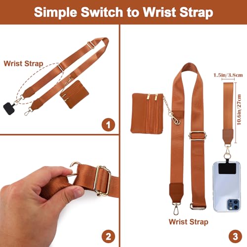 Image of XANGNIER Clip and Go Strap for Phone with Wallet Crossbody, Phone Strap with Zippered Wallet, Adjustable Anti Theft Cellphone Lanyard for Women, Cellphone Chain Accessories,Multicolor 13