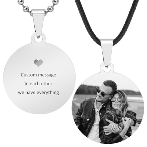 Custom Photo Necklace for Women Men Mum Boyfriend Kids Girls, Custom Engraved Necklace for Women, Personalised Photo Gift for Boyfriend, Jewellery Necklace Gifts