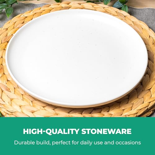 ROYALFORD 16 Piece Stoneware Dinnerware Set | Microwave, Dishwasher & Freezer Safe Durable Crockery Set | Includes Dinner & Dessert Plates Cereal Bowl & Mugs | Kitchen Dinner Set for 4 People White - Image 4