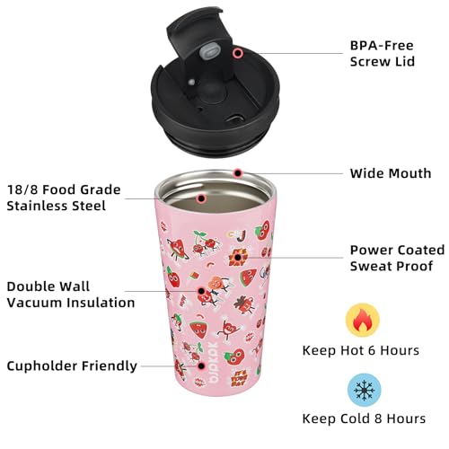 Image of BJPKPK 18 oz Coffee Tumbler with Straw, Insulated Stainless Steel Cup