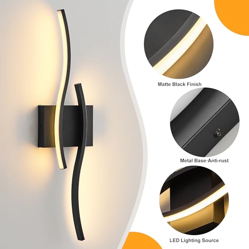 Image of KARTOOSH Hardwired Black Vanity Lights for Bathroom | 2 Pack 23.6 in LED Vanity Light, 3CCT Dimmable, Waterproof Rustproof, Hardwired Wall Mount for Bathroom Mirror Sides