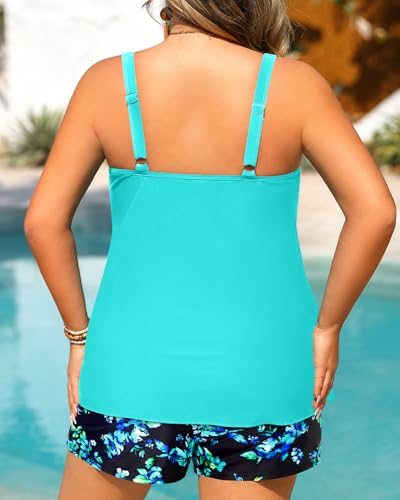 Image of Tempt Me Plus Size Tankini Swimsuits - Women Two Piece Tankini Top with Shorts Flowy Swimsuit 2025 Bathing Suits