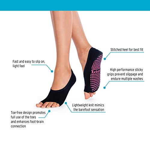 Pilates Ballet Socks for Women, Toeless Non Slip Skid Open Toe Gripper Sock - Pure Barre, Dance (Merry Pixels)