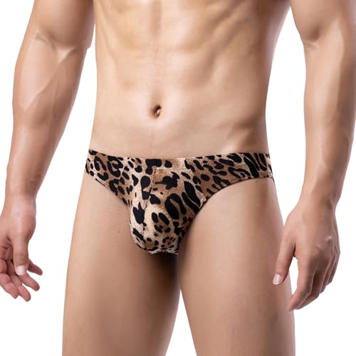 Men's Special Leopard Print Breathable Underpants Sexy Low Rise Pouch Briefs