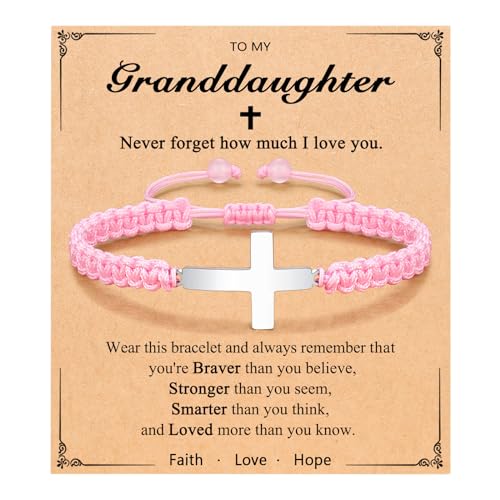 Cross Braided Bracelet for Girls Easter Birthday Christmas Gifts for Daughter Granddaughter Niece