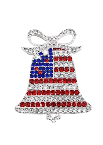 Image of Alilang American Flag USA Sparkly Crystal Rhinestone 4th of July Patriotic Pin Brooch
