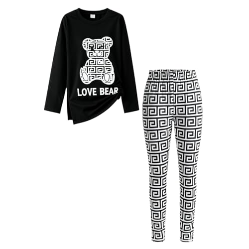 Image of Tween Girl's Letter Print Top + Jogger Pants 2 Piece Outfit Set Kids Clothing, Sizes 6-14 Years