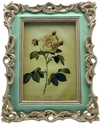 BEAHING Vintage Bilderrahmen 4x6 - Geprägte Blume Hellgrün Harz