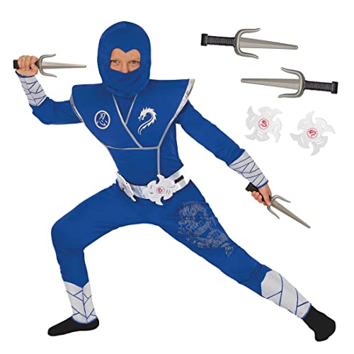 Morph Blue Ninja Costume Kids Boys Ninja Costume Halloween Costumes For Boys Kids Ninja Outfit Ninja Suit With Accessories #TOP3