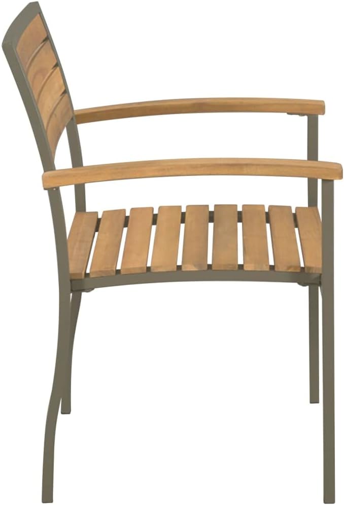Stackable Patio Chairs 2 pcs,Outdoor Dining Chairs,Outdoor Patio Furniture,Bistro Set,Kitchen Chairs,Lounge Chairs,Balcony Chairs,Easy to assemble,for Balcony,Porch,Deck,Solid Acacia Wood and Steel