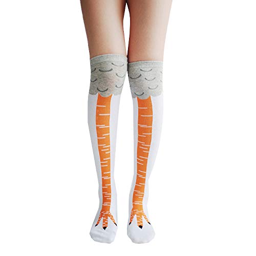 FLIPNEX Cartoon Chicken Legs Socks,Knee-High Chicken Socks Long Cartoon Leg Socks,Novelty Funny Crazy Chicken Leg Socks
