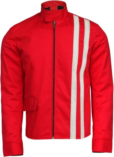 Mens Speed Racer Movie Retro Classic Stripes Motorcycle Jacket - Steve Cotton Biker Jacket Men3