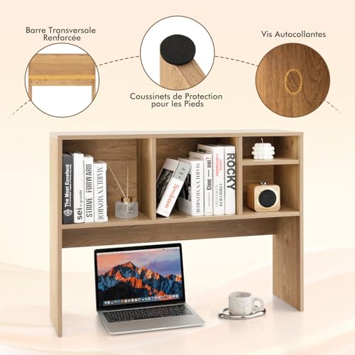 Étagère Bureau Bois 4 Compartiments Anti-basculement COSTWAY