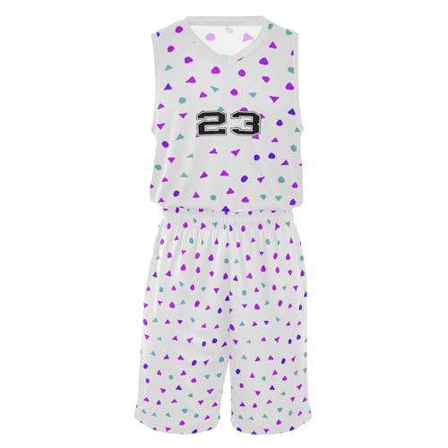 FLildon Little Triangle Polka Dots Boys Basketball Jersey Set Tank Top Shorts Tracksuit Sport Training Suit for Kids