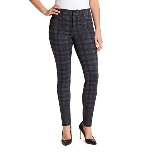 Gloria Vanderbilt Women's Plus Size Vickie Ponte Pant, Coastline - Academic Plaid, 18W