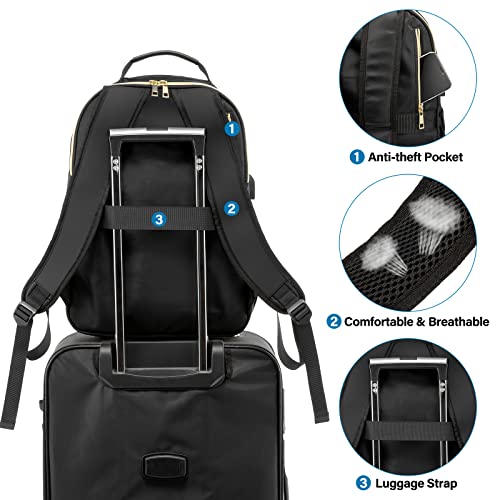 Lovevook Quilted Laptop Backpack Stylish Laptop Bag For Women Work Computer Bags Bookbag Purse,15.6-Inch, Black #TOP3