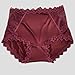 Womens Underwear Mid-Rise Stretch Cheeky Hipster Panties Full Coverage Ladies Briefs Fashion Breathable Lace Wine
