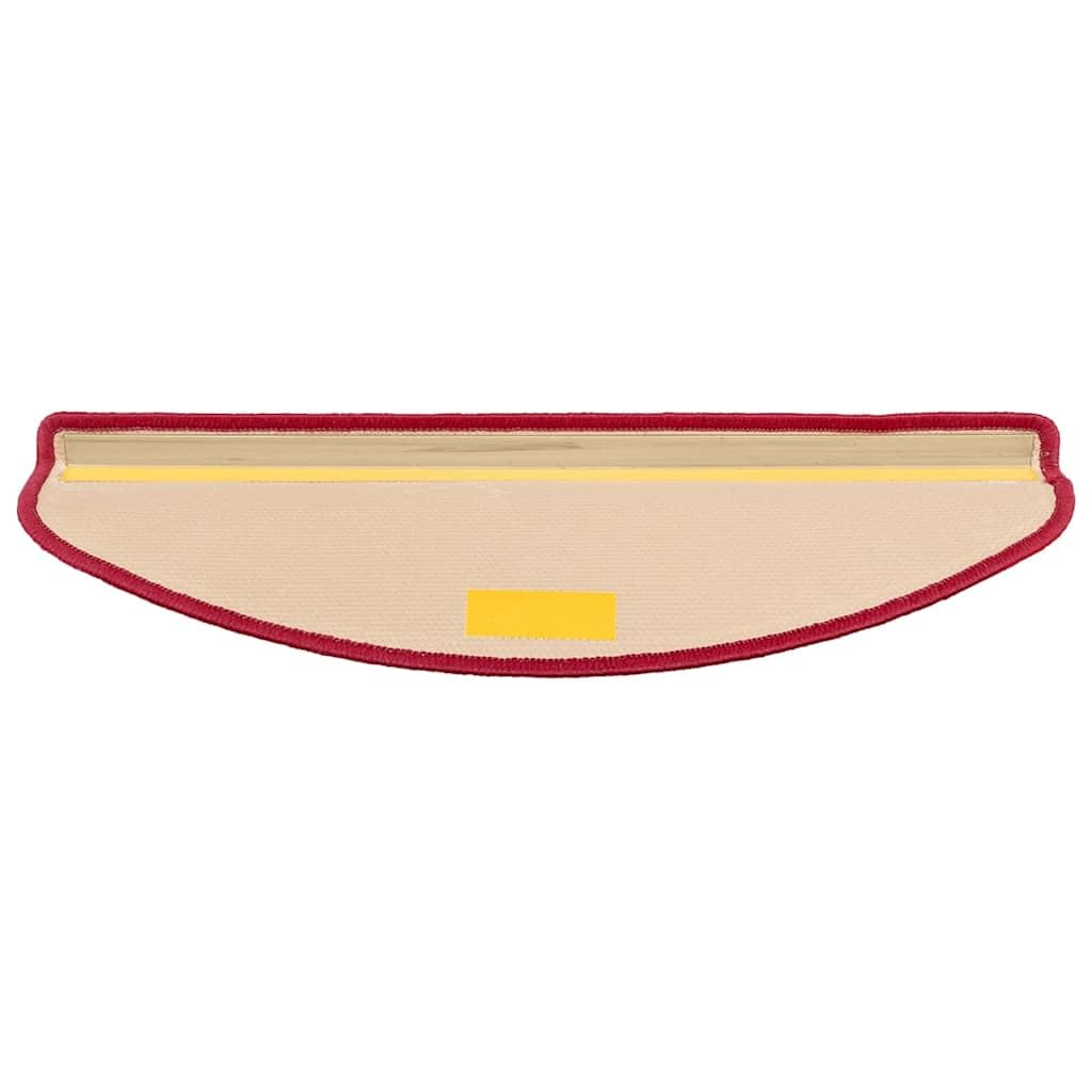 Treppenmatten Selbstklebend 15 Stück Rot 65x21x4 cm, rutschfeste Stufenauflage aus 100% Polyamid, Waschbar und Schalldämpfend, Treppenschoner mit Klebestreifen für Holztreppe Innentreppe