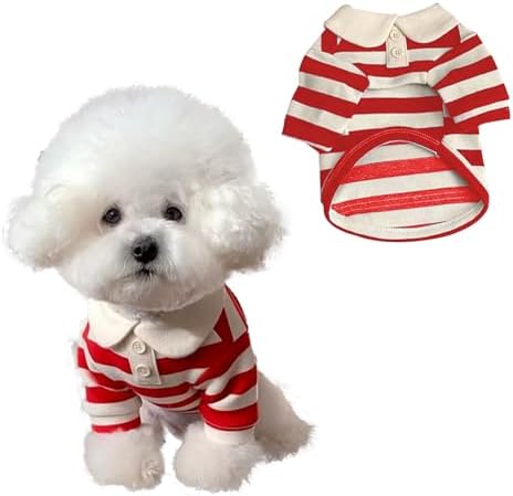 Dog Clothes Cute Polo Shirt – Soft & Breathable Collared T-Shirt Summer Fall Outfits for Small Medium Dogs Cat – Great for Doggy and Kitten Photoshoots (Small,Red)