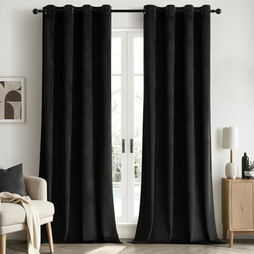 Woaboy Rideaux Occultant Thermique Salon Rideaux et Draperies Chambre Velours Panneaux de Rideau...