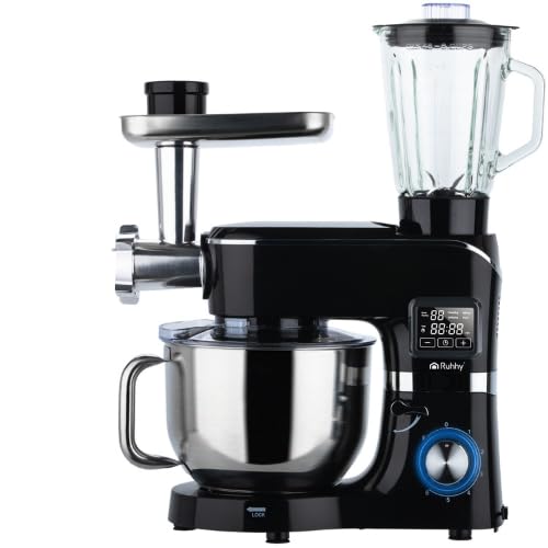 Küchenmaschine mit beheizbarer Rührschüssel 6,2L & Mixer – RUHHY Planetenrührgerät 2000W mit Waage, 6 Geschwindigkeiten & Touchdisplay – Teigknetmaschine für Brot, Pizza, Kuchen, Pasta & Smoothies Küchenmaschine mit beheizbarer Rührschüssel 6,2L & Mixer – RUHHY Planetenrührgerät 2000W mit Waage, 6 Geschwindigkeiten & Touchdisplay – Teigknetmaschine für Brot, Pizza, Kuchen, Pasta & Smoothies