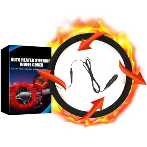 JoyFan Lenkradhülle Auto Lenkradheizung beheiztes Lenkrad beheizt 12V Lenkradheizung Auto Lenkrad Wärmer Winter,Universal Größe M 14.5-15 Zoll, Dehnbar Autozubehör Dekoration Für Damen Herren