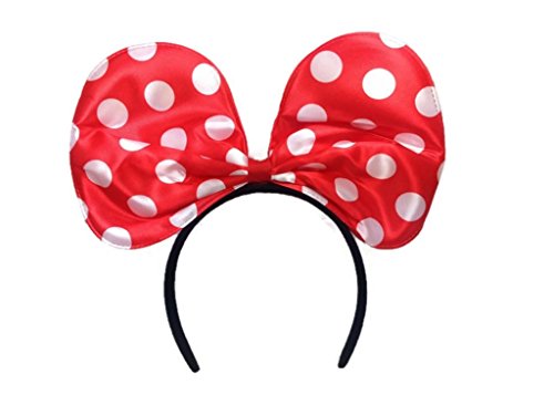 Sequin Big Bow Headband: H13 (Red Dot)