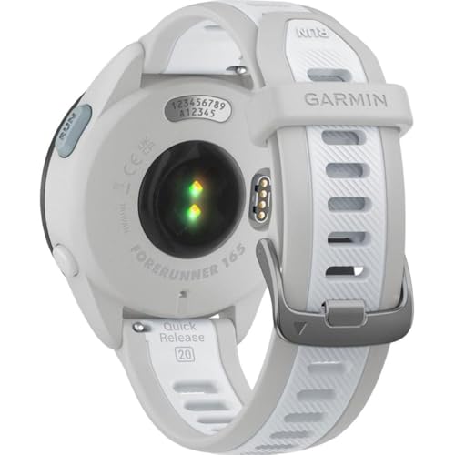 Image of Garmin 010-02863-21 Forerunner 165 Smart Sport Watch, Mist Gray + Whitestone Bundle with Deco Essentials Charging Dock, 3X Silicone Dust Cover and USB Type C Charging and Sync Cable
