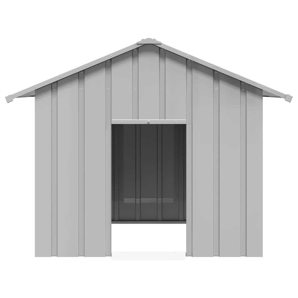 Cuccia per cani con tetto, 131 x 101 x 102 cm, in acciaio zincato, cuccia per cani senza fondo per una facile pulizia e drenaggio, resistente alle intemperie, per giochi e addestramento